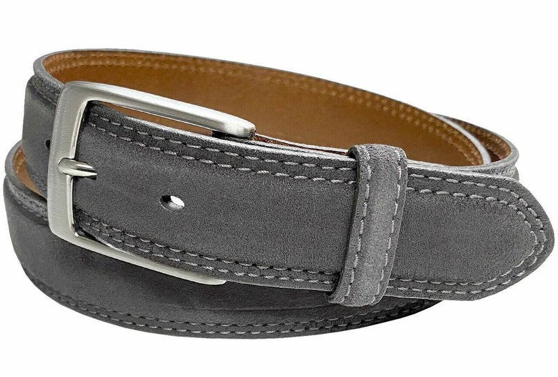 Belts.com 351000-AE354NB Men's Belt Suede Full Leather Belt Casual Dress Leather Belt 1-3/8"(35mm) Wide (Gray, 36) - Image 1